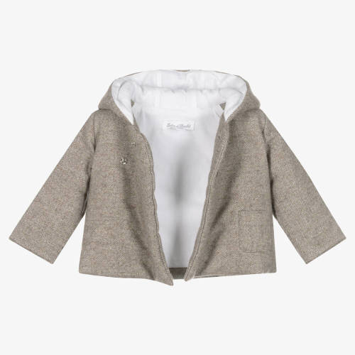 Tartine et Chocolat - Baby Boys Grey Cotton Hooded Jacket | 3 Months
