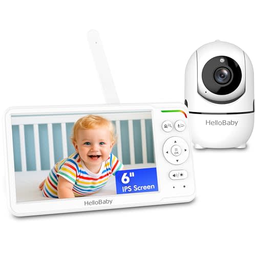 HelloBaby Baby Monitor 6" World First IPS Screen 30H Battery, Secure No WiFi, Pan Tilt Video Camera with Night Vision, VOX, 2-Way Talk, 1000ft, Portable Video Audio Monitor Ideal for Mom, Elderly, Pet