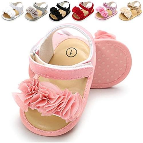 LAFEGEN Infant Baby Girls Summer Sandals Newborn Toddler First Walker Crib Dress Shoes