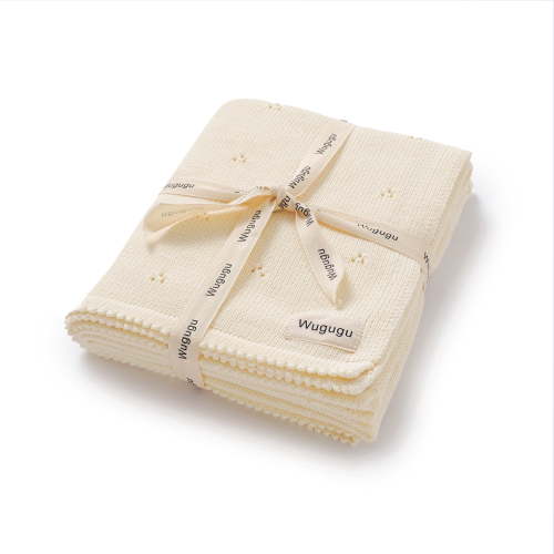 YIXPOH Baby Blanket 100% Organic Cotton Knit Swaddle Blanket Soft Warm Receiving Blanket for Newborns Off White