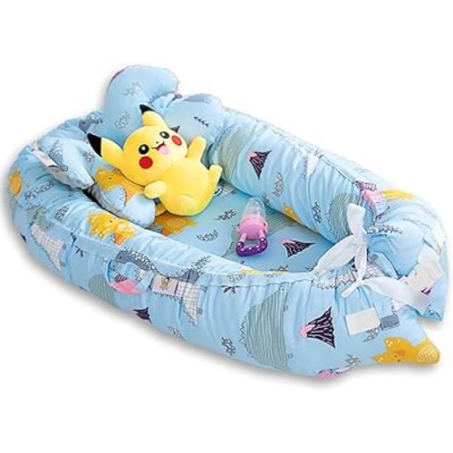 Baby Lounger| Sleeping Bed for Newborn| Baby Nest Sleeper| Ultra-Soft Baby Snuggle| Lounger for Co-Sleeping| Cotton Breathable Baby Nest | Newborn Lounger for 0-12 Months (Sky-Blue)