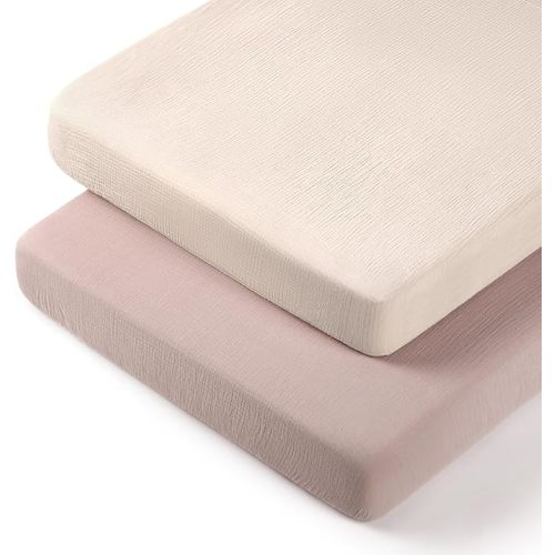 lulumoon Muslin Bassinet Sheets for Baby: Soft Bedside Sleeper Bassinet Fitted Sheets for Boys and Girls
