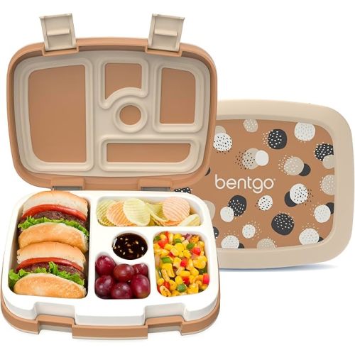 Bentgo Kids Prints Leak-Proof, 5-Compartment Bento-Style Kids Lunch Box - Ideal Portion Sizes for Ages 3-7, Durable, Drop-Proof, Dishwasher Safe, & PFAS & BPA-Free Materials (Nature Adventure)