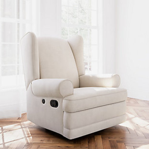 Storkcraft Serenity Wingback Upholstered Recliner Glider with USB