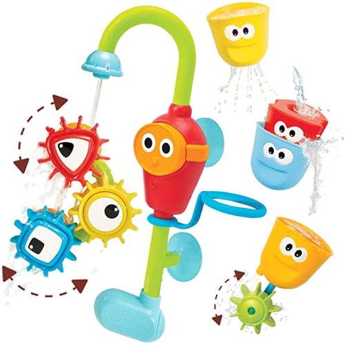 Bath Toddler Toys (Ages 1-3) - 3 Stackable Cups, Spinning Gears, Hose & Spout for Water Play