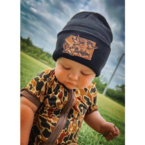 Personalized Printed Name Beanie - Flying Mallards - Style BI