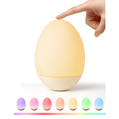 Night Light for Kids, Egg Light for Nursery with RGB Colors Changeable & Stepless Dimming, Rechargeable Tap Light with 1h Timer & Touch Control, Portable Night Light for Babies BPA Free