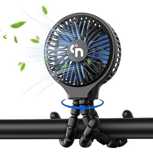 Portable Stroller Fan, Battery Operated Clip on Fan, 3 Speed 360°Rotate Baby Car Seat Fan, USB Rechargeable Handheld Cooling Fan for Crib Treadmill Travel