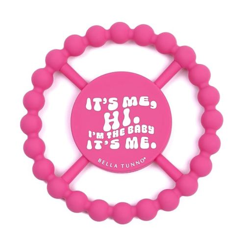Bella Tunno Happy Teether for Girls– Soft & Easy Grip Baby Girl Teether Toy, Silicone Teether Ring to Help Soothe Gums, Non-Toxic and BPA Free, It's Me Hi - 1 Pack