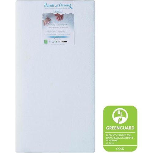 Bundle of Dreams Eco-Air Baby Crib Mattress Organic Cotton Cover Crib and Toddler Bed Mattress, 100% Breathable, Non-Toxic, Eco-Friendly, Hypoallergenic