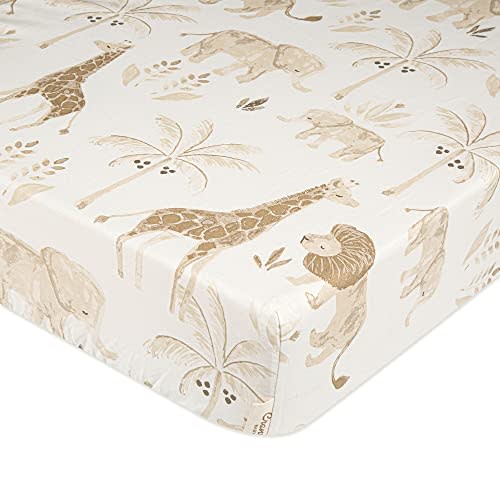 Crane Baby Crib Sheet, Safari Crib Sheets & Toddler Sheets, 100% Cotton Crib Sheets for Standard Crib Mattress, 28"x 52", Breathable Crib Sheets, Fitted Crib Sheets for Boys and Girls