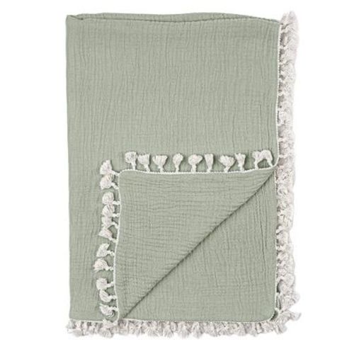 Crane Baby 6-layer Muslin Baby Blanket With Tassle Edge - Fern