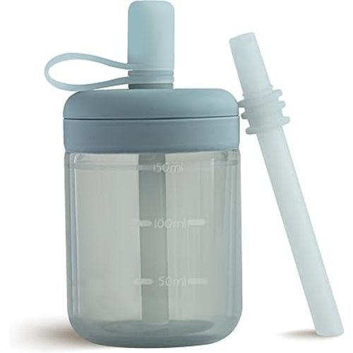 Moonkie Baby Straw cup | Silicone Toddler Sippy Cup Training Cup with Straw Lid | BPA-Free Drop-Proof Baby Cup | Baby Led Weaning | 6 Months+, 5 oz, 1pack