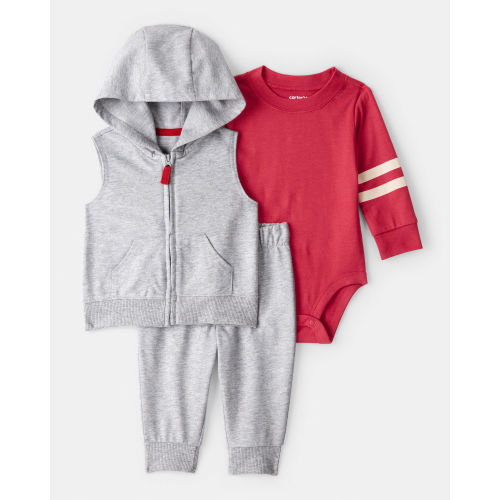 Baby Boy 3-Piece Varsity Vest Outfit Set - Red/Grey - Carter's | Carter's