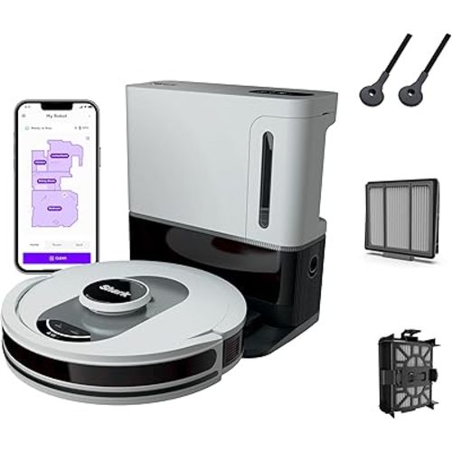 Shark AI Ultra Voice Control Robot Vacuum with Matrix Clean Navigation, Home Mapping, 60-Day Capacity, XL Self-Empty Base for Homes with Pets, Carpet & Hard Floors, Cool Grey