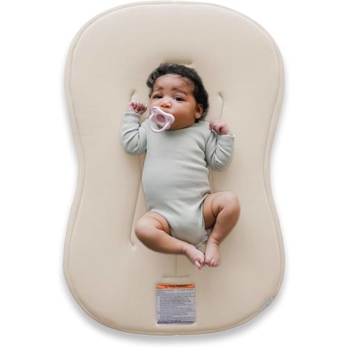 Snuggle Me® Baby Lounger Curve (0-6 Months) - Premium Organic Cotton with Foam Core, Machine-Washable Cover, Buttery-Soft & Breathable Infant Lounger with Travel Bag (30 in x 20 in x 1.9 in) - Natural