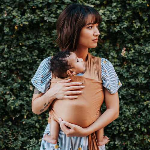 SANDSTONE BROWN Baby Wrap Carrier - Soft Newborn Sling for Babywearing, Nursing, Breastfeeding | Gift-Ready Box for Baby Shower or Registry