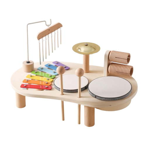 Wooden Drum Set for Toddlers 1-3, Toddler Musical Instruments Xylophone, Percussion Instruments Sets, Montessori Educational Musical Toys Drum Set for Kids Birthday, Baby Drum Set 1 Year Old up