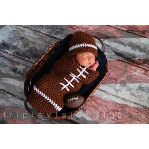 Newborn Baby Football Sack Costume Cocoon Outfit Hat Photo Prop