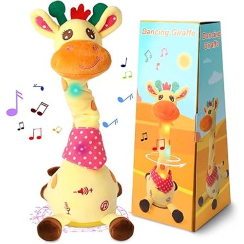 Dancing Talking Giraffe Toy, Stuffed Animal Baby Toy Repeating What You Say, Glowing Musical Giraffe with 10 Children's Songs Gifts for Toddlers 1-3 Years Old