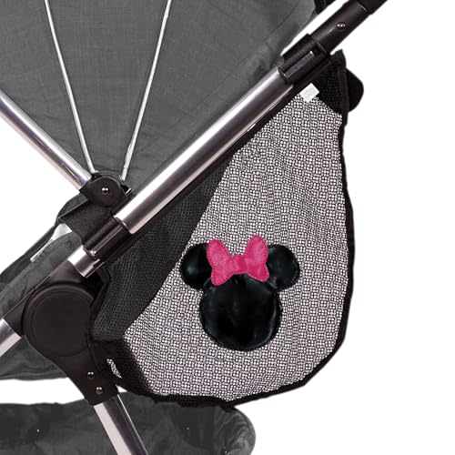 J.L. Childress Disney Baby Side Sling Stroller Cargo Net - Stroller Organizer Attachment for Storage, Mesh Bag for Baby Accessories, Universal Fit - Minnie Mouse