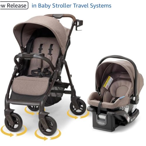 Graco Merge Travel System - Swivel Wheel Baby Stroller Car Seat Combo, Travel System Stroller with 360-Degree Rotating Wheels