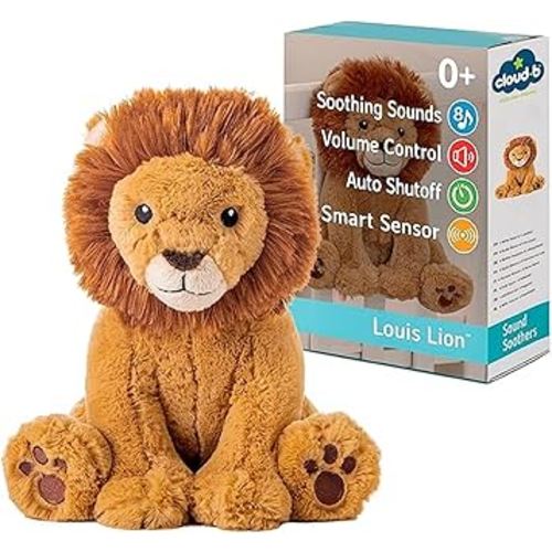 Cloud b Sound Machine with White Noise Soothing Sounds | Cuddly Stuffed Animal | Adjustable Settings and Auto-Shutoff | Louis Lion Smart Sensor
