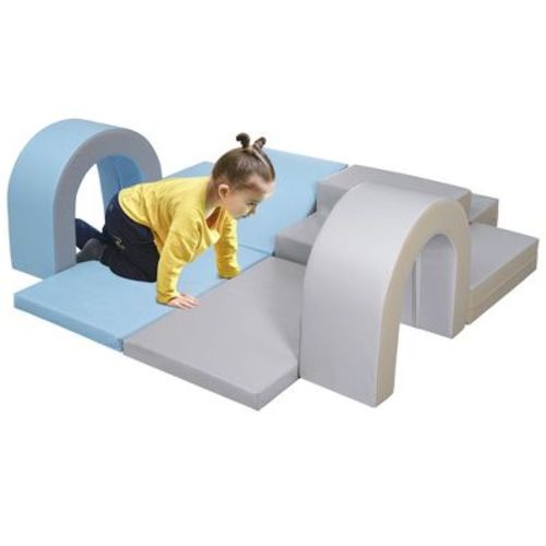 10 In 1 Soft Climb And Crawl Foam Playset, Lightweight Safe Soft Foam Nugget Block For Toddlers, Sky Blue - Modernluxe