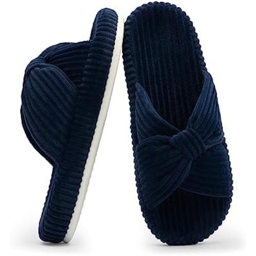 Chantomoo Slippers for Women Memory Foam House Bedroom Corduroy Bow Crossbands Slide Slipper Shoes Comfy Trendy Gift Slippers