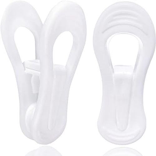 White Hanger Clips 50 Pack, Multi-Purpose Plastic Hangers Clips Perfect for Plastic Clothes Hangers, Finger Clips for Skirt Pants Hangers