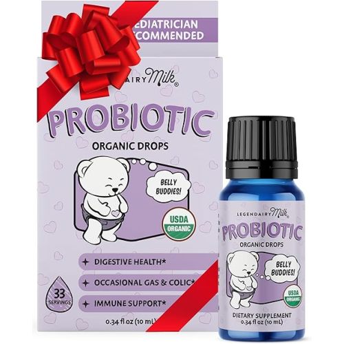 Legendairy Milk Baby Probiotic Drops Organic - Colic and Gas Drops for Newborns & Toddlers - Digestive Support, Constipation Relief - Toddler Probiotic Supports Occasional Diarrhea & Gas, 33 Servings