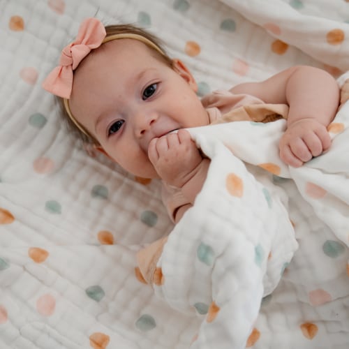 Organic Cotton Baby Blanket | Toddler Quilt "Neutral Dot"