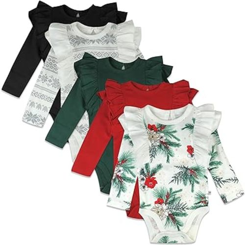 HonestBaby Long Sleeve Bodysuits Multipack Organic Cotton for Infant Baby Girls