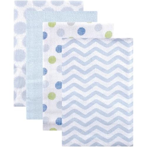 Luvable Friends - Mantas unisex de franela de algodón para recién nacidos y bebés, puntos azules, paquete de 4 unidades, talla única
