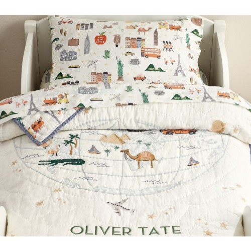 Rifle Paper Co. Globe Trotter Toddler Quilt | Pottery Barn Kids