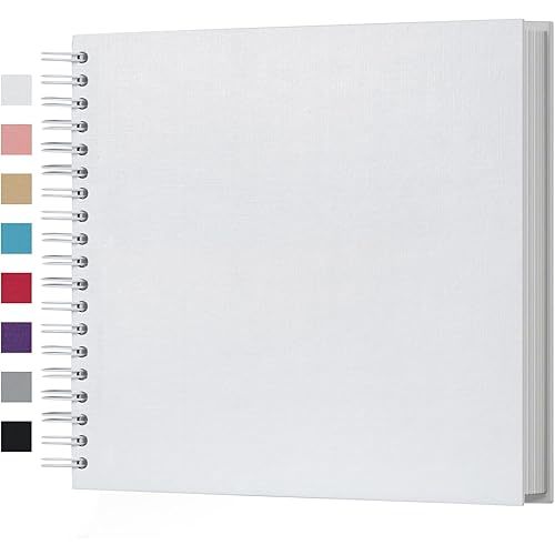 potricher 10 x 10 Inch DIY Scrapbook Photo Album 80 Pages Thick Kraft Blank White Paper Memory Book for Wedding and Anniversary Family (White, 10 Inch)