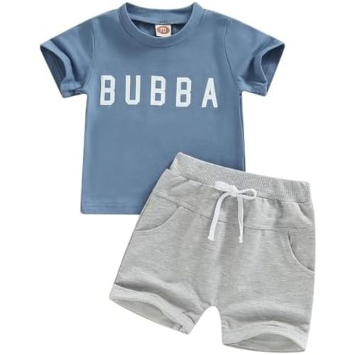 Toddler Boy Clothes Little Dude Print Pullover Tee Top Casual Drawstring Shorts Summer Outfit Playwear Set