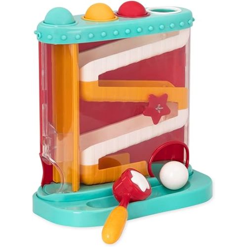 Battat Pound-a-Ball Toy, Pound & Roll Ball Maze, Light Blue, Toddler