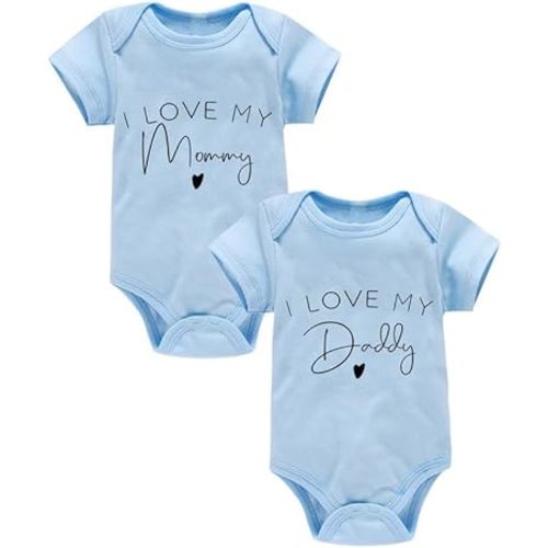 Viuluti I Love My Daddy And Mommy Baby Boy Bodysuits Infant Outfit Breathable Newborn Baby Girl Clothes Unisex Onesie 2-Pack