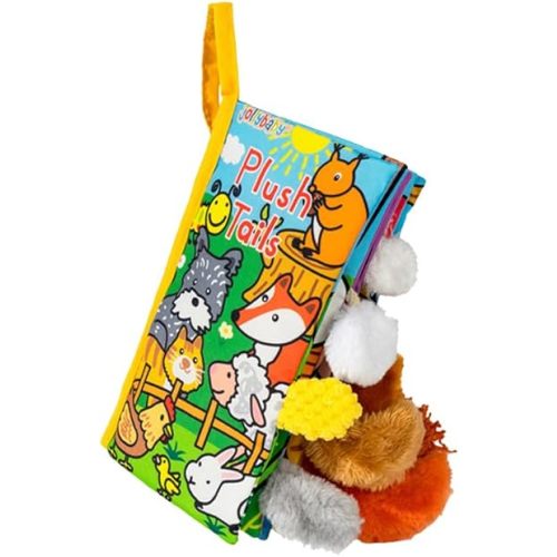 HECCEI Baby Cloth Books Soft Baby Book 0-6 Months Crinkle Books with Tail Touch and Feel Sensory Toys for Infant Tummy Time for 3 Months+, Plush Tails