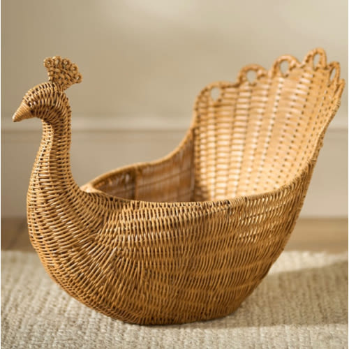 Ida Peacock Woven Wicker Basket | Anthropologie