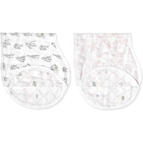 aden + anais Silky Soft Bamboo Viscose Burpy Bib – Multi-Use, Absorbent 4-Layer Burp Cloth and Full-Coverage Snap-Closure Baby Bib in One, 22.5” X 11”, 2-Pack, French Floral