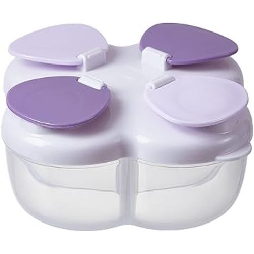 Formula Dispenser No-Spill with Four Compartment, Infant Milk Powder Dispenser Portable On The Go, Kids Snack Formula Containers for Travel Hold Outdoor, Violet