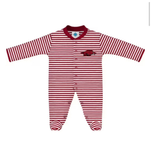 Arkansas Razorbacks CARDINAL Baby Stripe Romper Pajamas - 35010567