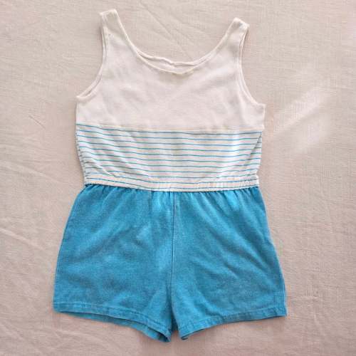Vintage Striped Blue Romper 2t