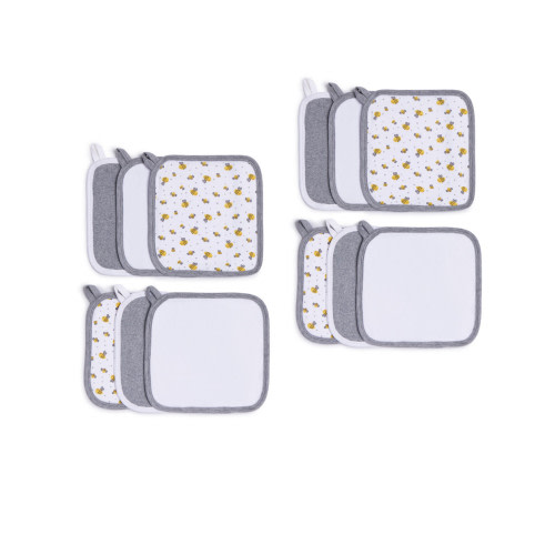 Small Story Organic Washcloth (6 Pack) - Grey Bees, 12