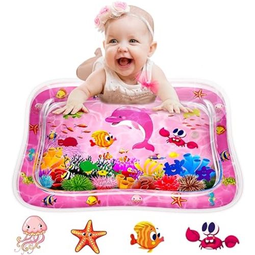 ZMLM Baby Tummy Time Water Mat for Babies, Baby Toys Gifts for Newborn Infant 3 6 9 12 Month Baby Boy Girl Inflatable Activity Play Sensory Mat Toddler(Pink)