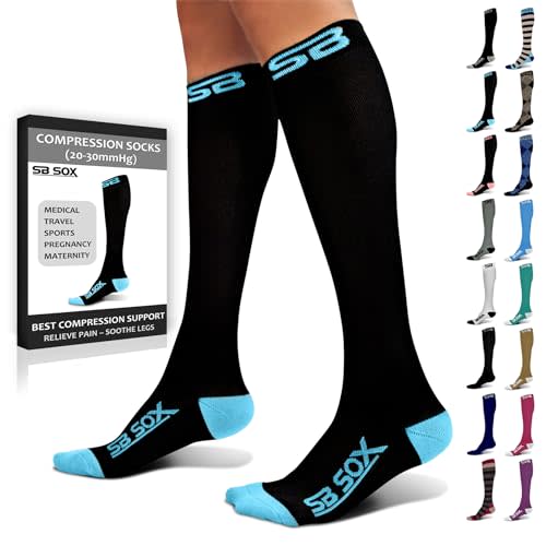 SB SOX Compression Socks for Men & Women (20-30 mmHg) - Best Support Stockings for Travel, Medical, and Sports - Perfect for Everyday Wear
