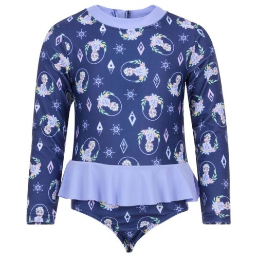 Disney Frozen Queen Elsa Toddler Girls UPF 50+ One Piece Bathing Suit Navy 2T