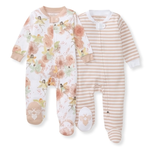 Fairy Floral Organic Baby Girl Pajamas - 2 Pack - 0-3 Months